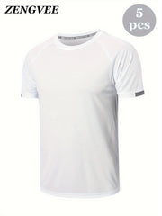3 Pcs Men's Basic Solid Short Sleeve Comfy T shirt Breathable Tee