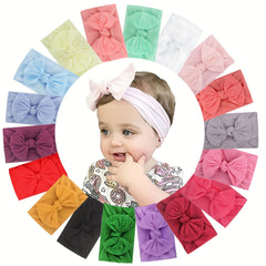 18pcs Colorful Bow Nylon Elastic Headbands for Baby Girls