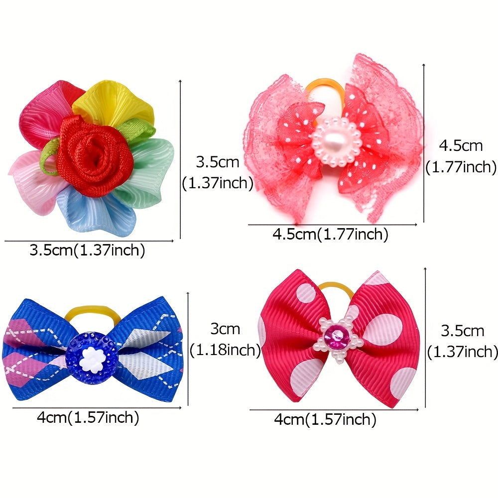 20pcs Bowknot Hair Ties for Pets - Stylish Accessories for Grooming