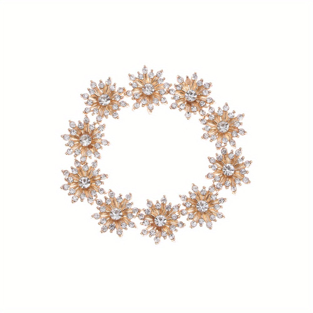 10pcs 16mm Snowflake Buttons Flatback Plating Pearl Buckle Rhinestone Button
