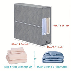 Large Capacity Bed Sheet Storage Box With Handles & Visible Window