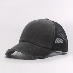 Perforated Baseball Cap Mesh Hat Curved Brim Snapback Cap
