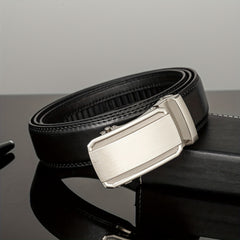 Men's PU Leather Belt Automatic Buckle Business Waist Strap