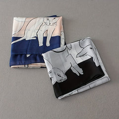 Cartoon Cat Print Scarf Block Shawl Windproof Bandana