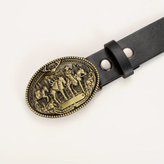 Bronze Cowboy Knight Big Buckle Leather Belt