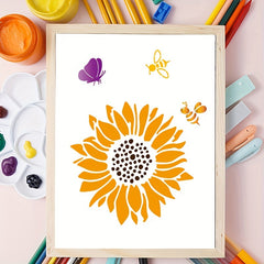 16pcs Reusable Floral Stencils Sunflower Bee Butterfly Painting Stencils
