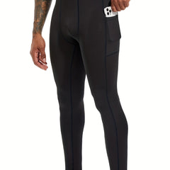 Men's Solid Pocket Leggings Active Quick Drying Compression Pants