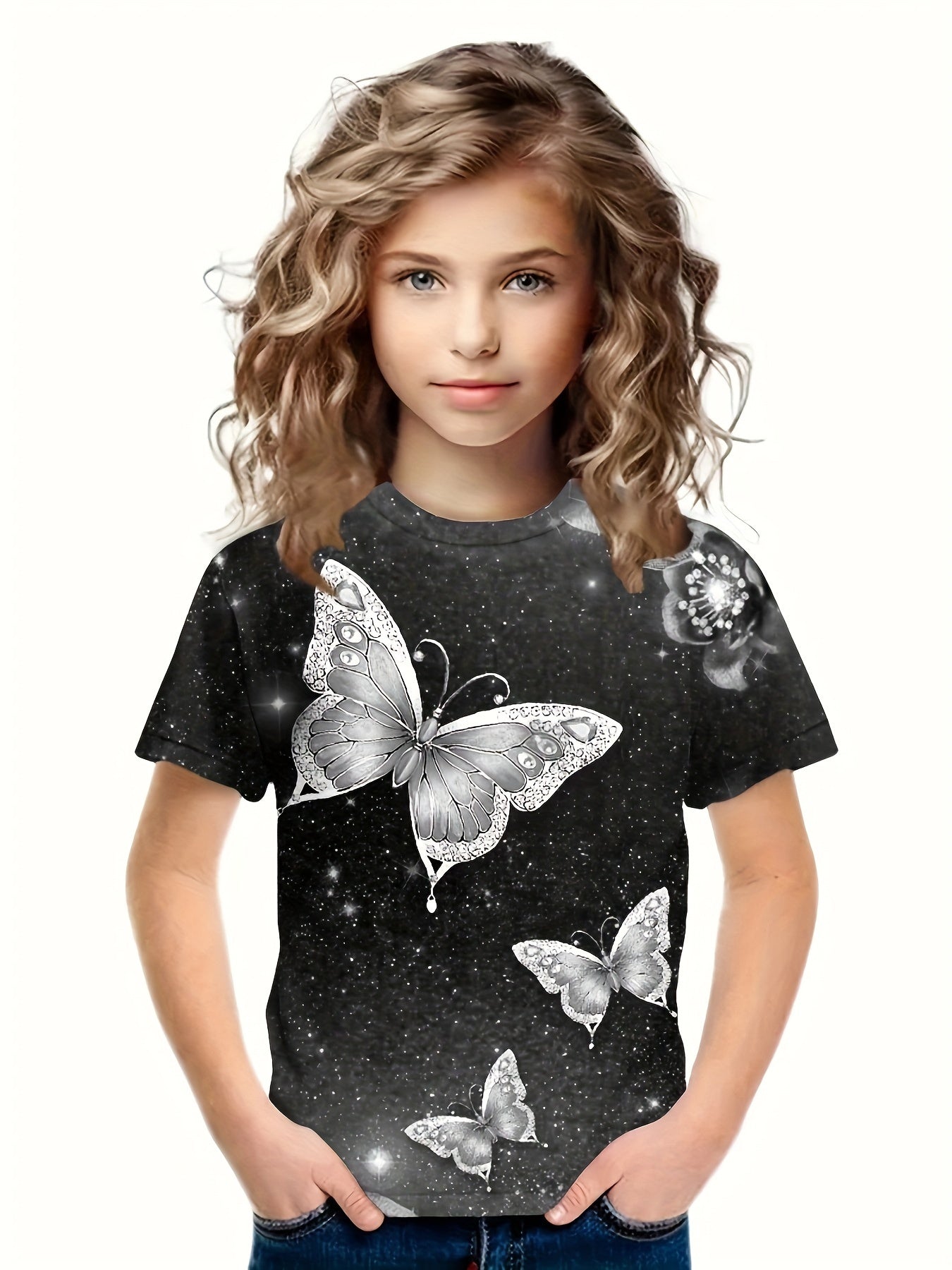 Dreamy Butterfly Pattern Short Sleeve T-shirt