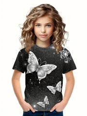 Dreamy Butterfly Pattern Short Sleeve T-shirt
