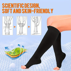 4 Pairs Open Toe Copper Compression Socks 15-25 mmHg