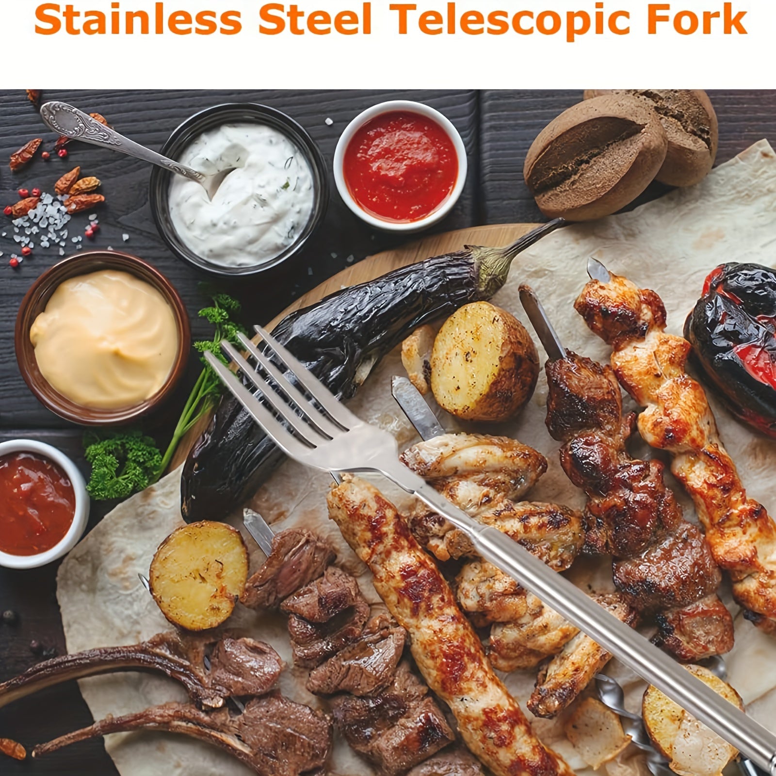 Telescopic Stainless Steel Barbecue Fork