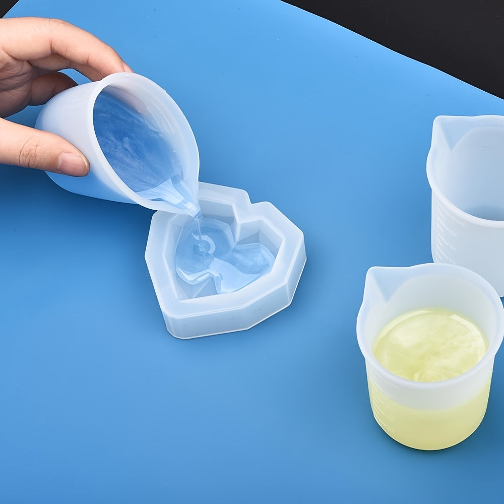 5pcs Silicone Measuring Cup Set 100ml Clear Graduated Epoxy Split Cup DIY Resin