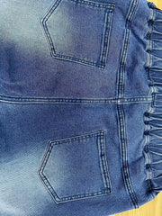 Retro Jeans Women's Plus Ripped Elastic High Rise Crop Jeans