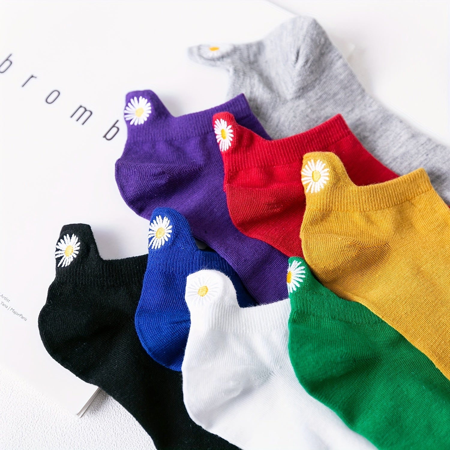 8 Pairs Floral Embroidery Socks Low Cut Ankle Stockings Women's Hosiery