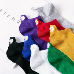 8 Pairs Floral Embroidery Socks Low Cut Ankle Stockings Women's Hosiery