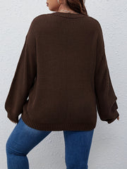 Casual Sweater Women's Plus Knitted Long Sleeve V Neck Pullover