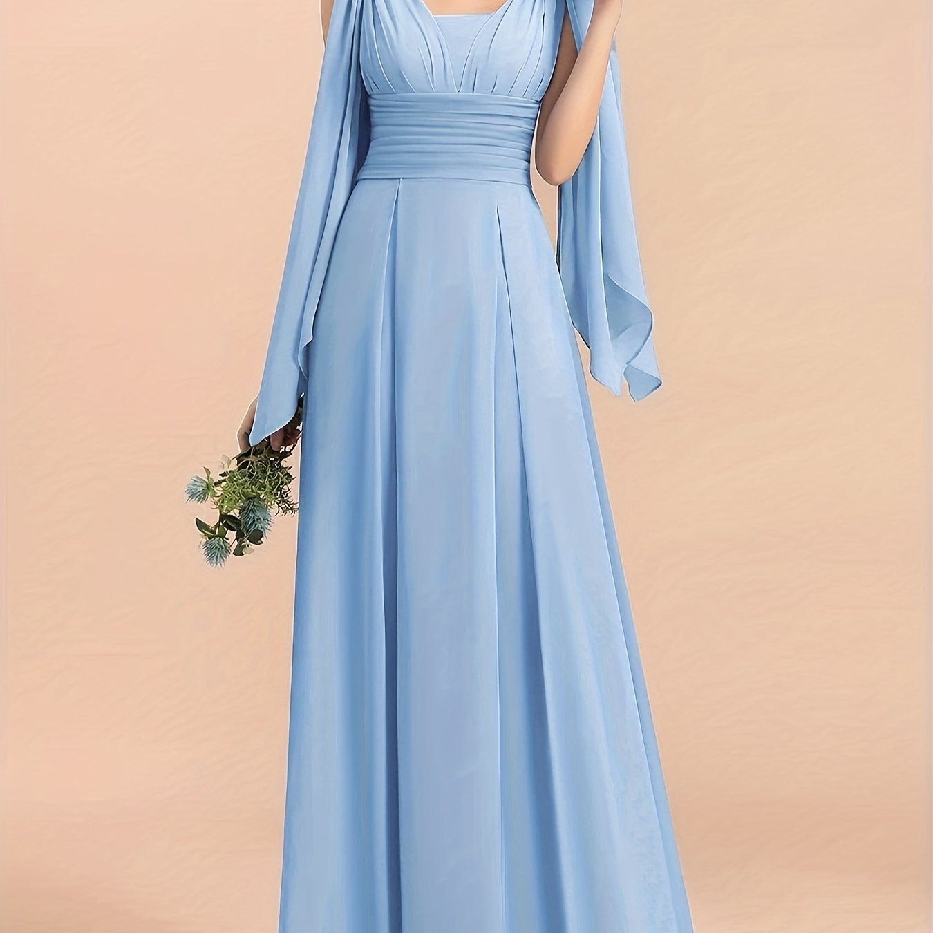 Bridesmaid Dress Women's Plus Split Sleeve Maxi Formal Dress