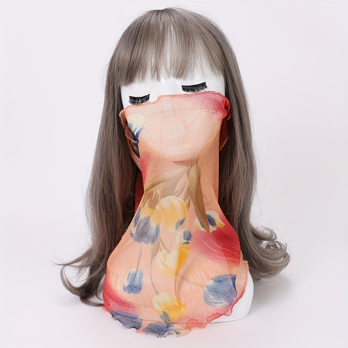 Ruffles Neck Gaiter Thin Veil Boho Gauze Mask Sunproof Dustproof