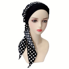 Polka Dot Rose Print Turban Head Wraps Chemo Cap Soft Ramadan Head Scarf