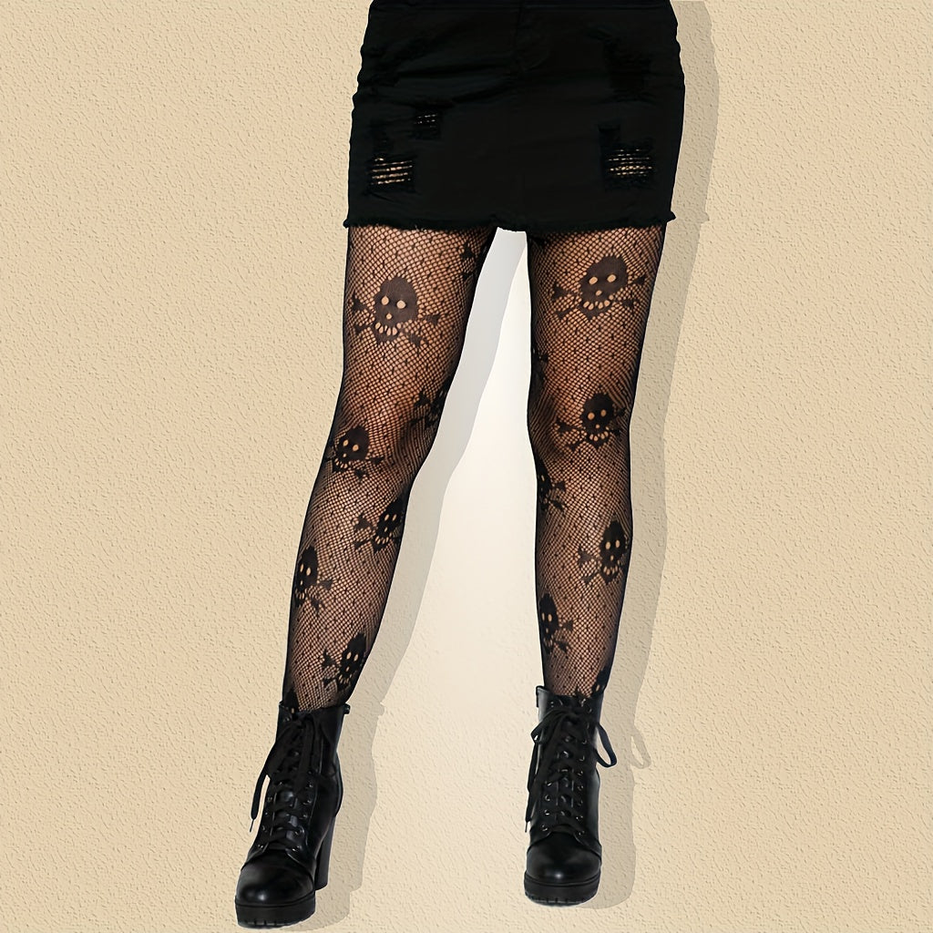 2 Pairs Plus Size Gothic Stockings Set Skull & Snake Pattern Tights