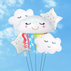 Rainbow Cloud Birthday Party Balloons Set