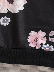 Baby Girls Flower Print Sweatshirt Kids Pullover Top