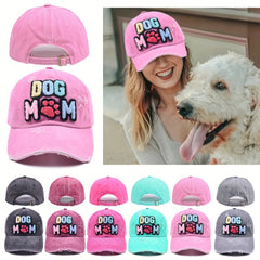DOG MOM Patch Baseball Cap Washed Distressed Dad Hat
