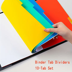 10-Tab Plastic Binder Dividers, Colored Blank Tabs, Multicolor Design