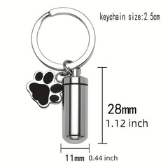 Stainless Steel Paw Print Memorial Cremation Urn Key Chain
