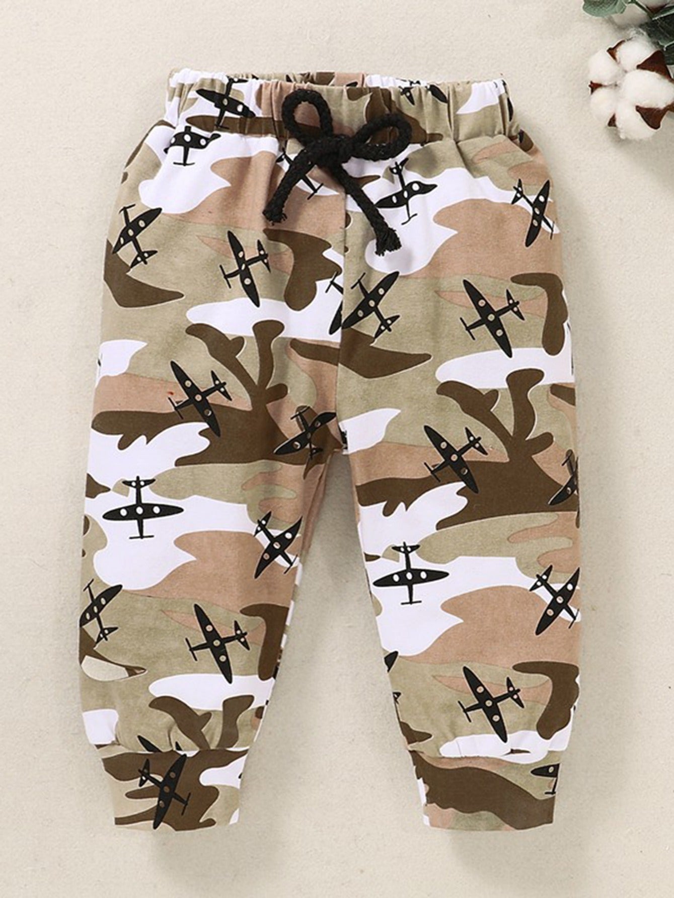 2pcs Boys Camo Print Hoodie & Sweatpants Set for Winter