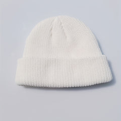 Embroidery Beanie Solid Knit Hat Unisex Windproof Warm Skull Cap