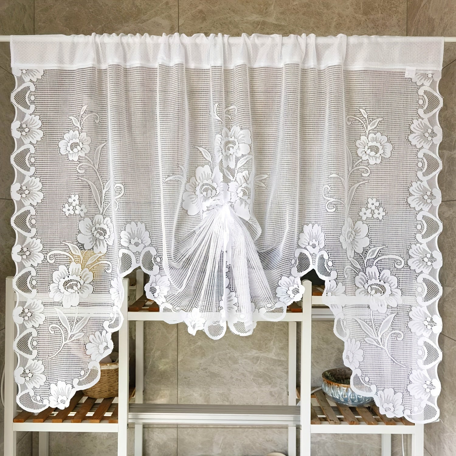 American Lace Curtain Floral Pattern Sheer Voile Curtain for Home Decor