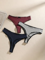 3 Pack Sexy Plus Size Panties Set Seamless Ribbed Knit Briefs
