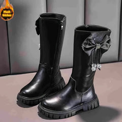 JIAGEYA Solid Knee High Boots for Girls