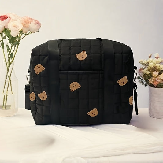 Portable Diaper Organizer Embroidered Parent Bag with Pockets & Hooks