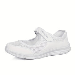 Women's Mesh Platform Walking Sneakers Breathable Non slip Hook & Loop Shoes