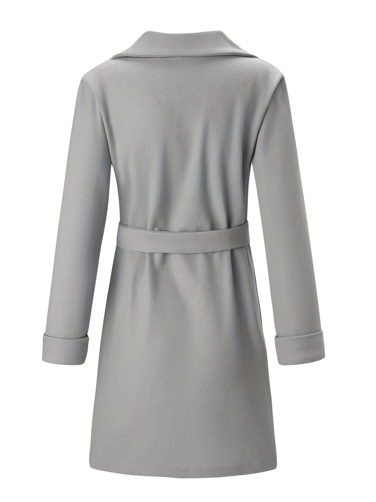 Lapel Neck Belted Coat Long Sleeve Coat For Fall & Winter Women's Clothing