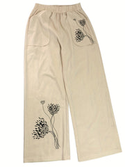 Floral Print Wide Leg Pants with Pockets Women's Clothing