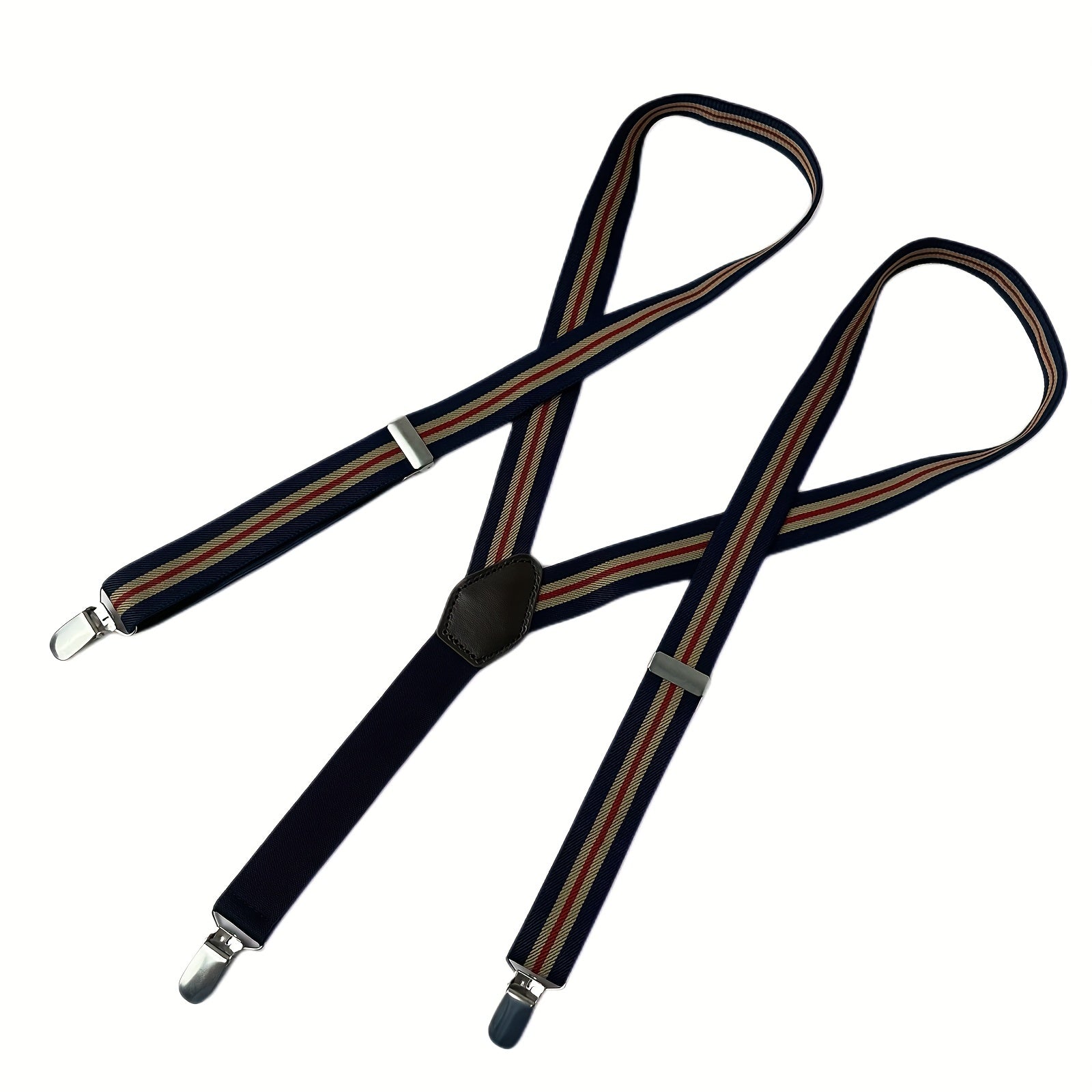 Men's Adjustable Elastic Suspenders w/ 3 Clips for Trousers Braces