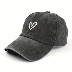 Distressed Vintage Baseball Cap Heart Printed Sun Hat