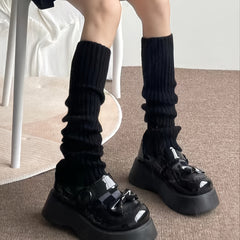 Knitted Plush Leg Warmer Knee High Socks Women's Stockings