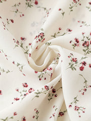 Boho Blouse Floral Ruffle Trim Tie Front Mock Neck Top