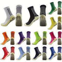 3 Pairs Non-Slip Striped Football Crew Socks