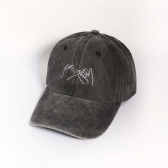 Distressed Gray Embroidered Baseball Cap