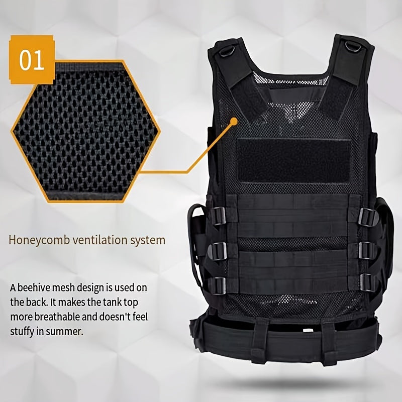Outdoor Men's Vest With Detachable Belt And Holster