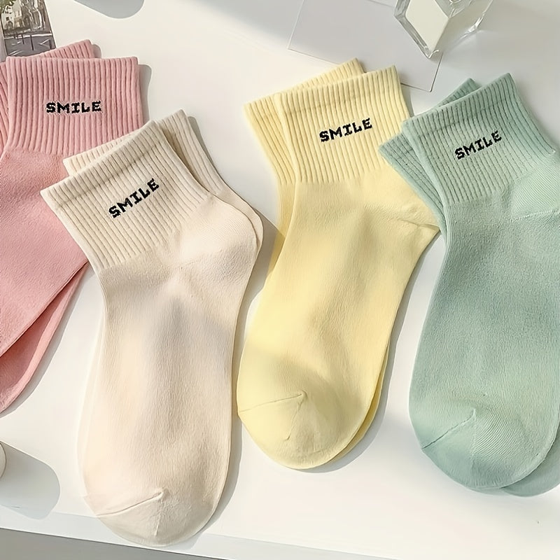 6 Pairs Letter Print Crew Socks for Women