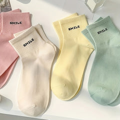 6 Pairs Letter Print Crew Socks for Women