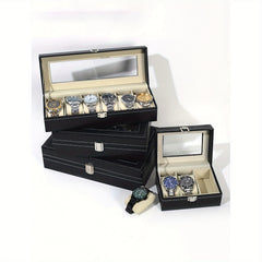 1pc Faux Leather Watch Box 12-grid Storage Collection