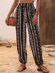 Leaves Print Jogger Pants Casual Random Print Wide Leg Pants