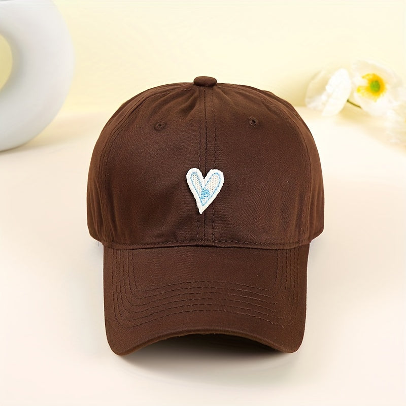Peach Heart Patch Baseball Cap Solid Casual Sun Hat Adjustable Golf Dad Hats